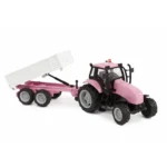 Traktor með kerru, bleikur með hljóði og ljósi